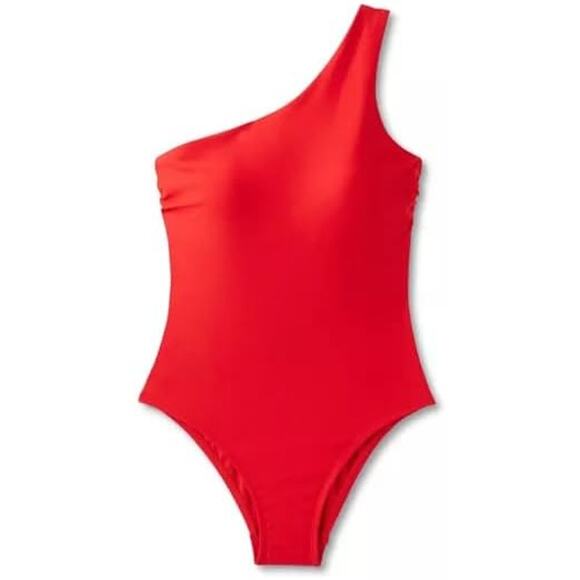 KONA SOL NWT One Piece Swimsuit, Medium, Red One Shoulder - Picture 1 of 9